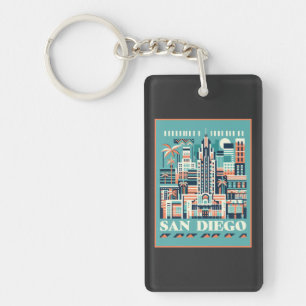 San Diego California Art Deco Key Ring
