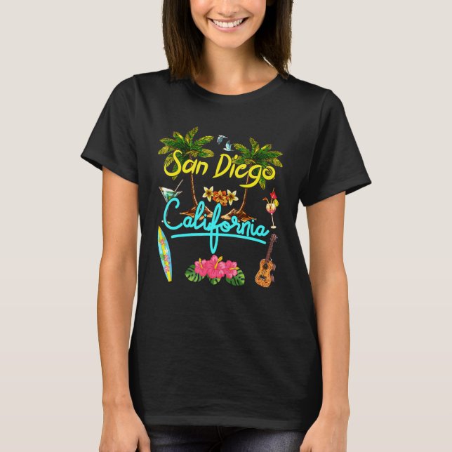 San Diego California Beach Summer Palm Sun Set Pal T-Shirt (Front)