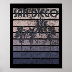 San Diego California Beach Summer Vacation Vintage Poster