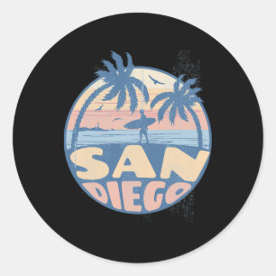 San Diego California Beach Surf Summer Vacation Vi Classic Round Sticker