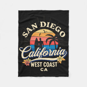 San Diego California Beach Surf Summer Vacation Vi Fleece Blanket