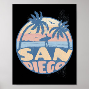 San Diego California Beach Surf Summer Vacation Vi Poster