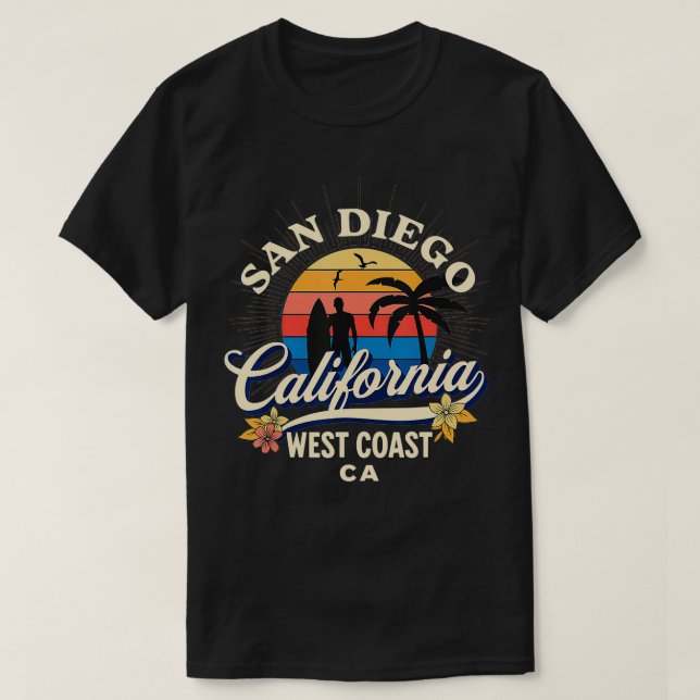 San Diego California Beach Surf Summer Vacation Vi T-Shirt (Design Front)