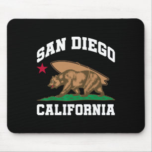 San Diego California Bear Surfing Surfer Mouse Mat