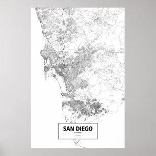 San Diego, California (black on white) Poster