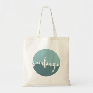 San Diego, California   Blue Calligraphy Ombre Tote Bag