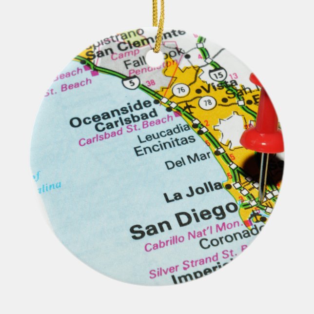 San Diego, California Ceramic Tree Decoration (Front)