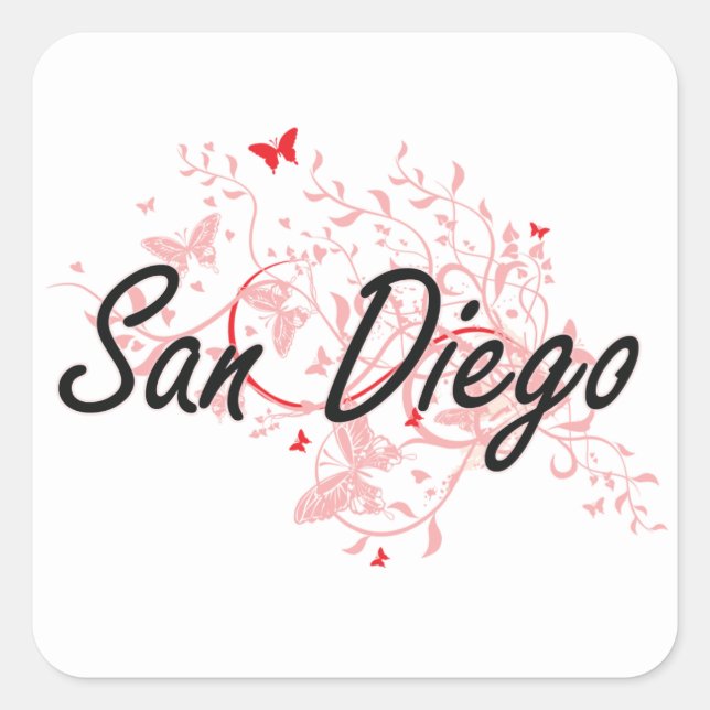 San Diego California City Artistic design with but Square Sticker (Front)