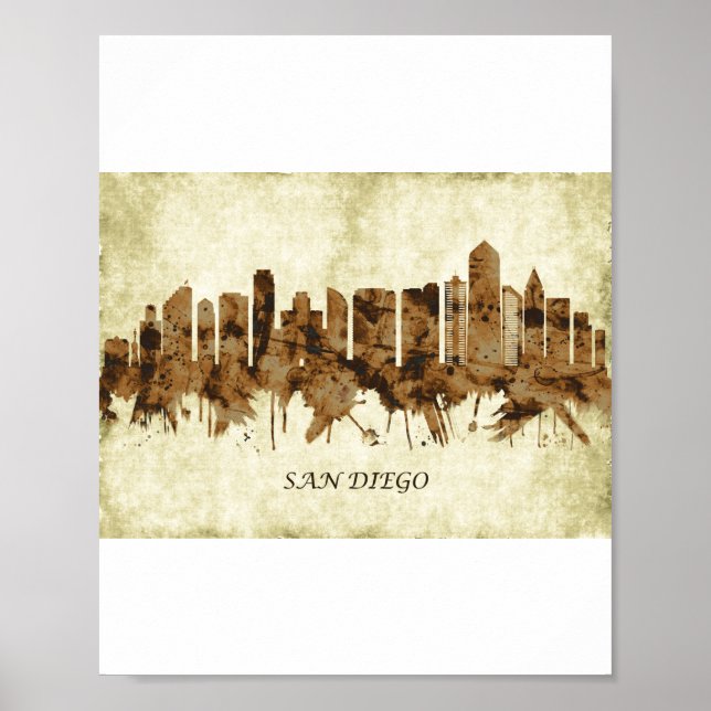 San Diego California Cityscape Poster (Front)