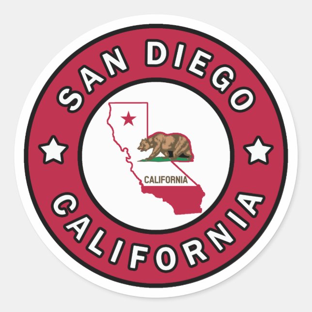 San Diego California Classic Round Sticker (Front)