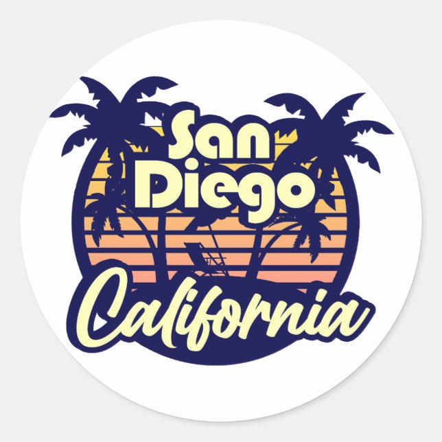 San Diego California Classic Round Sticker (Front)