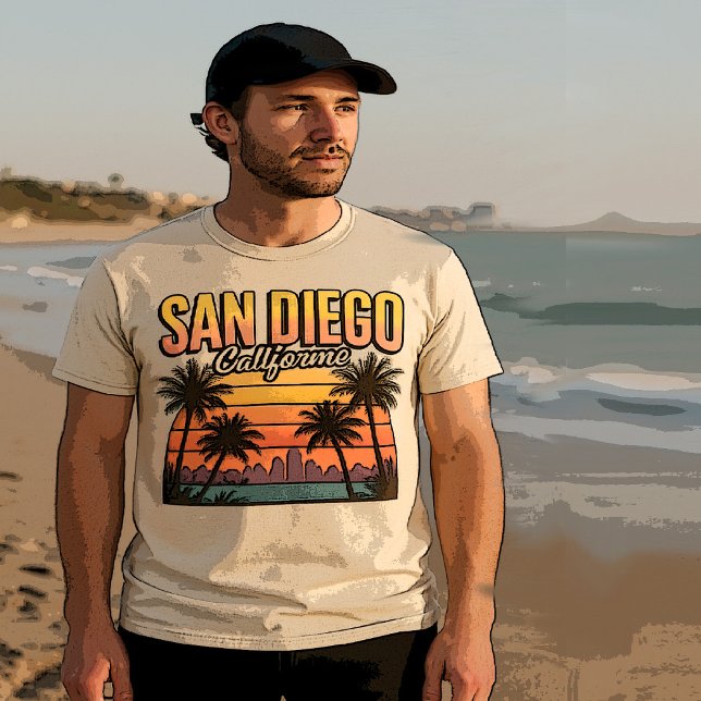 San Diego California | Coastal City Skyline Beach  T-Shirt (Creator Uploaded)