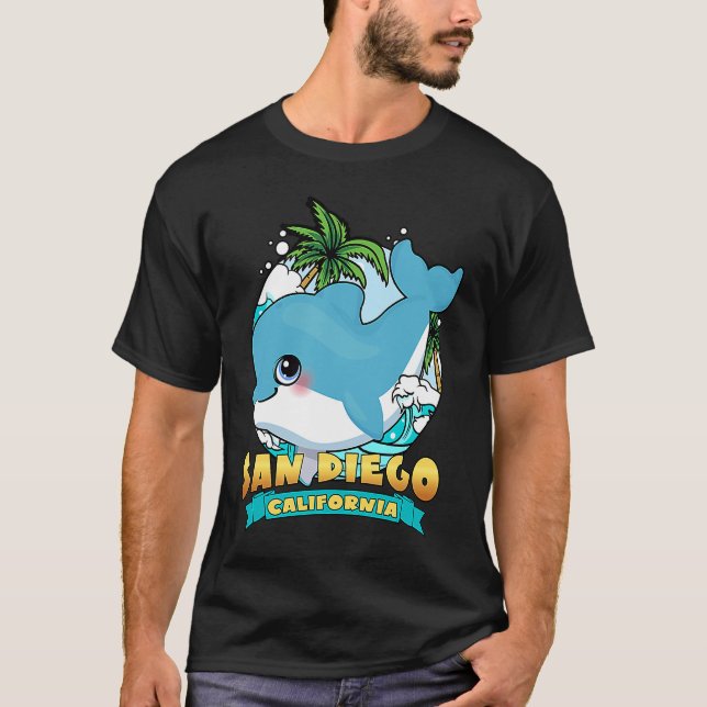 SAN DIEGO CALIFORNIA Cute Baby Dolphin Beach Souve T-Shirt (Front)