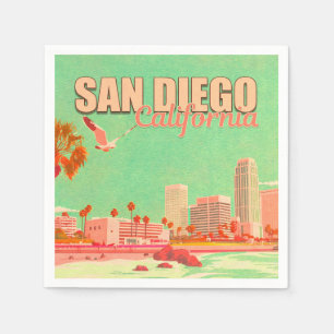 San Diego California Downtown Souvenirs 1950s Napkin