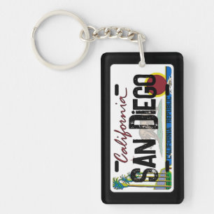 San Diego California flag license plate keychain