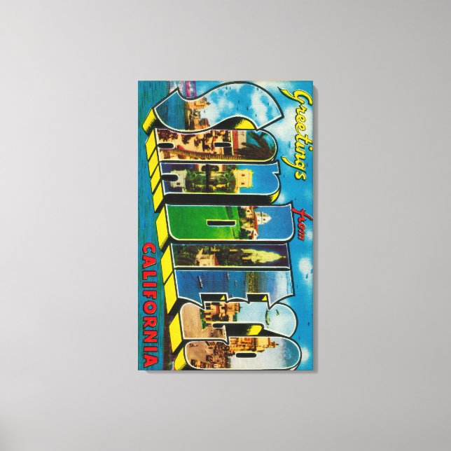 San Diego, California - Large Letter Scenes Canvas Print (Front)