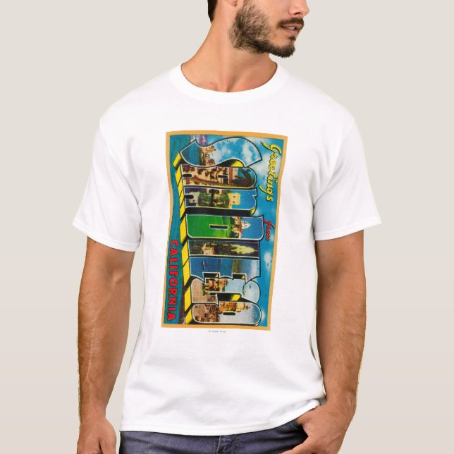 San Diego, California - Large Letter Scenes T-Shirt (Front)