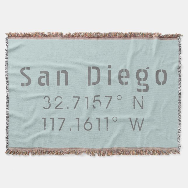 San Diego, California longitude and latitude Throw Blanket (Front)