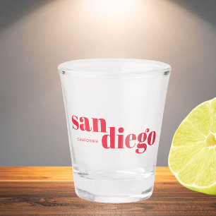 San Diego California modern typography Shot Glass