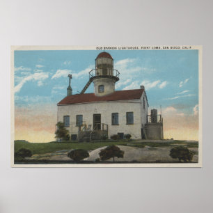 San Diego, California - Old Spanish Lighthouse Poster