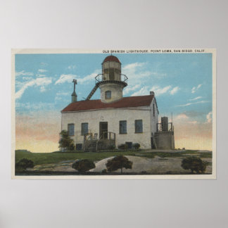 San Diego, California - Old Spanish Lighthouse Poster