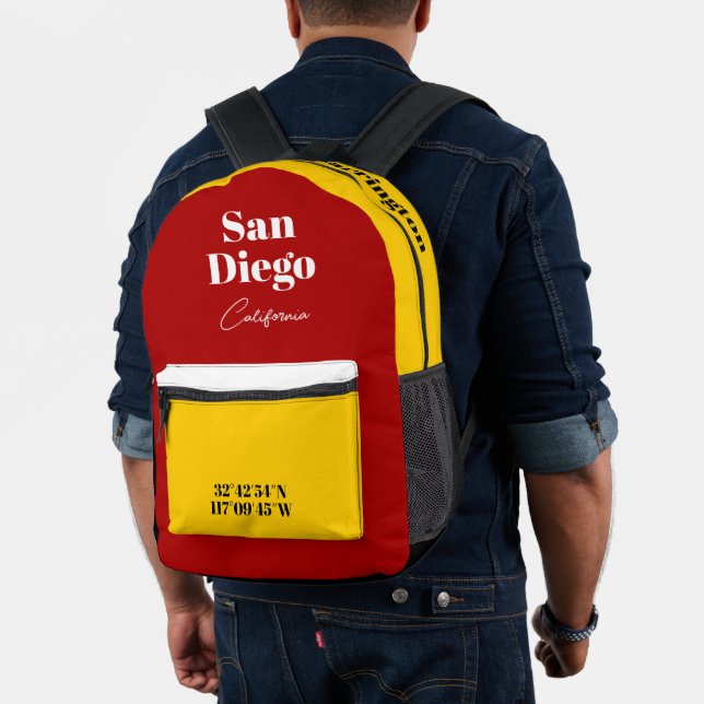 San Diego California OR YOUR TEXT Printed Backpack (Insitu (Model))