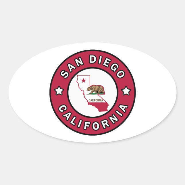 San Diego California Oval Sticker (Front)