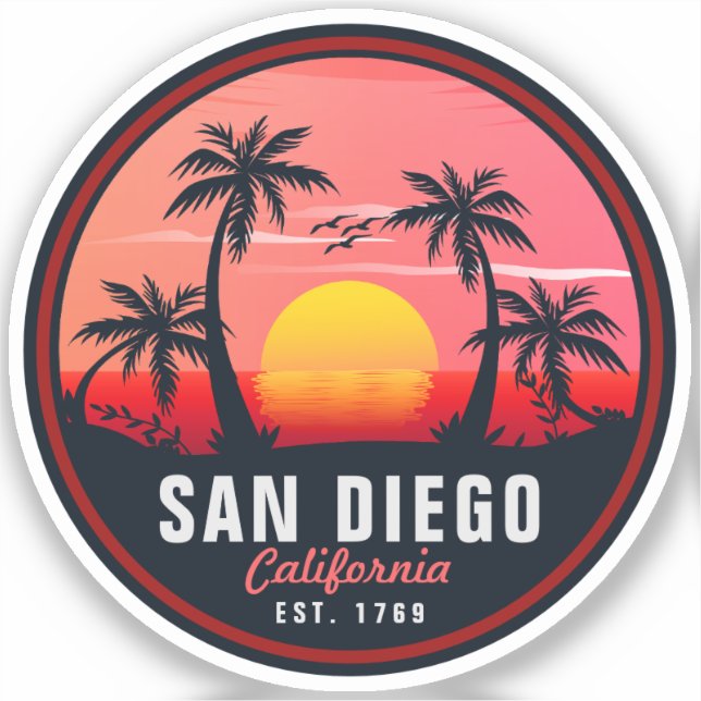 San Diego California Retro Sunset Souvenirs 60s (Front)