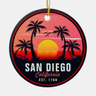 San Diego California Retro Sunset Souvenirs 60s Ceramic Tree Decoration