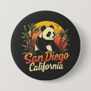San Diego California Retro Sunset Vintage Panda 7.5 Cm Round Badge