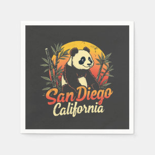 San Diego California Retro Sunset Vintage Panda Napkin