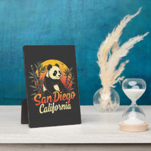 San Diego California Retro Sunset Vintage Panda Plaque