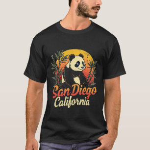 San Diego California Retro Sunset Vintage Panda T-Shirt