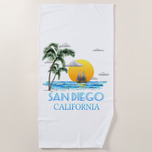 San Diego California Sailing Beach Towel
