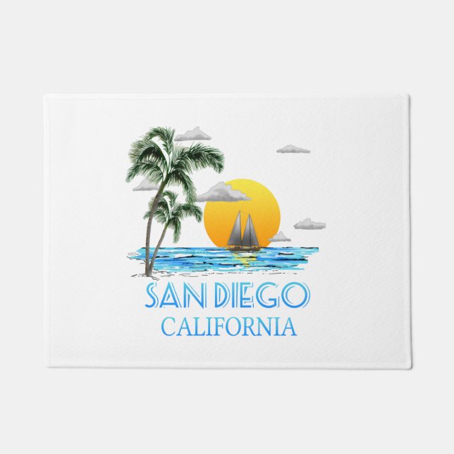 San Diego California Sailing Doormat (Front)