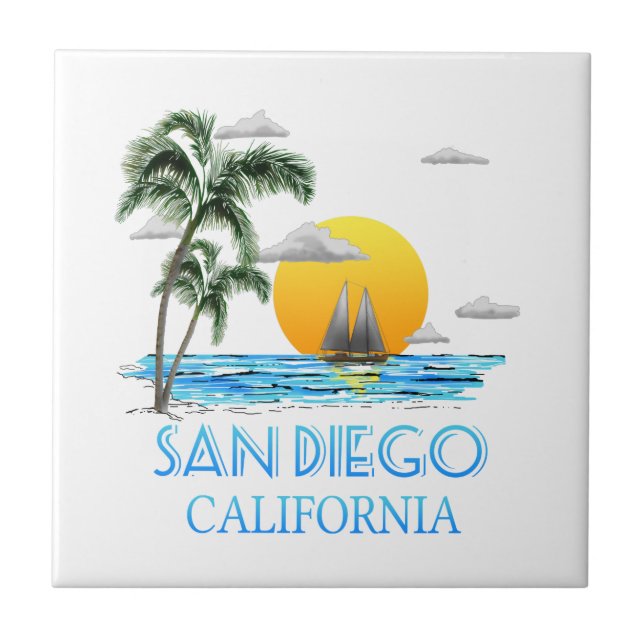 San Diego California Sailing Tile (Front)
