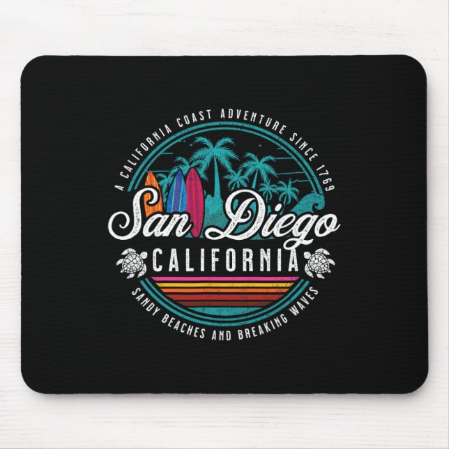 San Diego California Sandy Beaches Breaking Waves  Mouse Mat (Front)