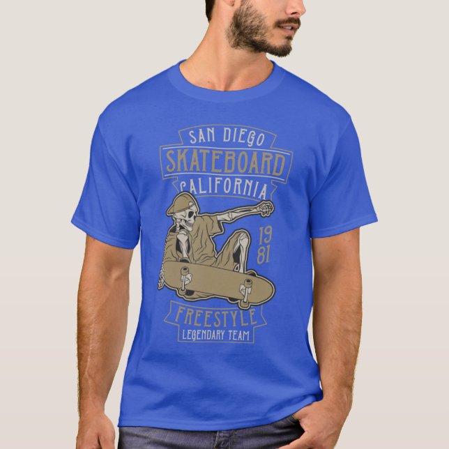 SAN DIEGO CALIFORNIA SKULL SKATEBOARD TEAM RETRO T T-Shirt (Front)