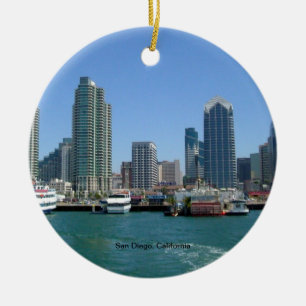 San Diego, California Skyline Ceramic Tree Decoration