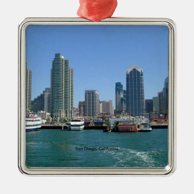 San Diego, California Skyline Metal Tree Decoration (Front)