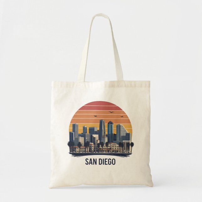 San Diego California Skyline–Modern Cityscape Art Tote Bag (Front)