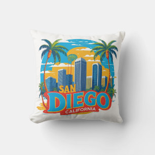 San Diego California Skyline–Modern Cityscape Cushion