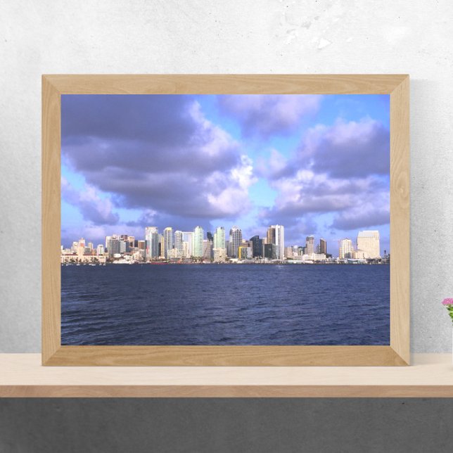 San Diego California Skyline Photograph Poster (A poster featuring a photograph of the San Diego skyline.)