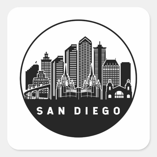San Diego California Skyline Square Sticker (Front)