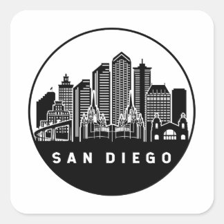 San Diego California Skyline Square Sticker