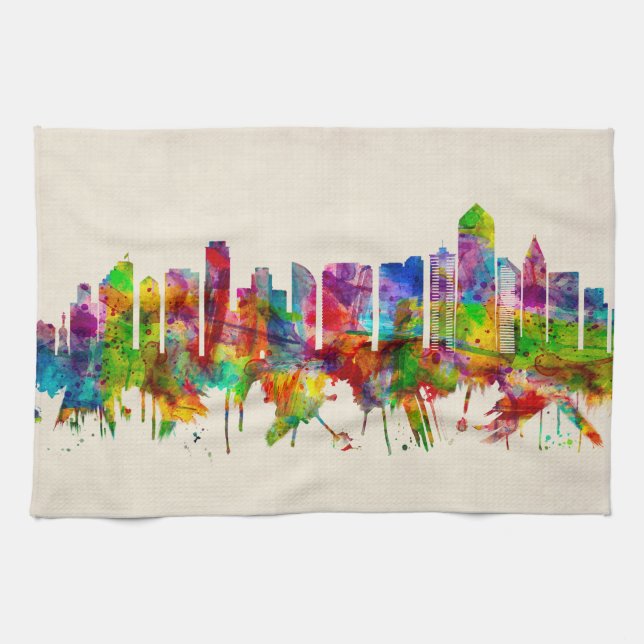 San Diego California Skyline Tea Towel (Horizontal)
