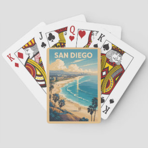 San Diego California Skyline Travel Art Vintage Playing Cards