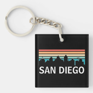 San Diego California Skyline Vintage Travel Key Ring