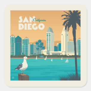 San Diego, California Square Sticker