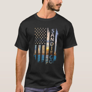 San Diego California Summer Sunset American Flag P T-Shirt